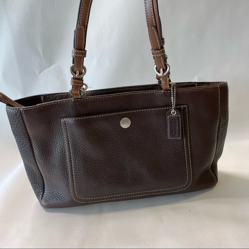 Ladies Vintage Coach Chelsea chocolate Brown pebbled leather purse handbag